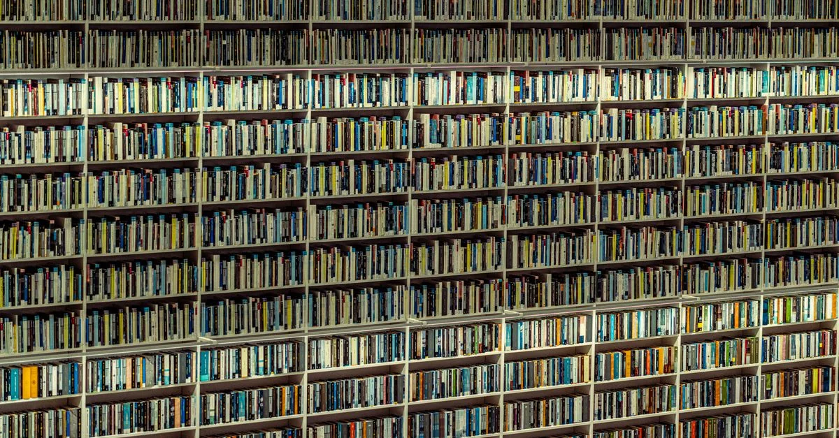 Étagères expansives remplies de livres dans une bibliothèque de Dubaï, présentant une collection organisée.